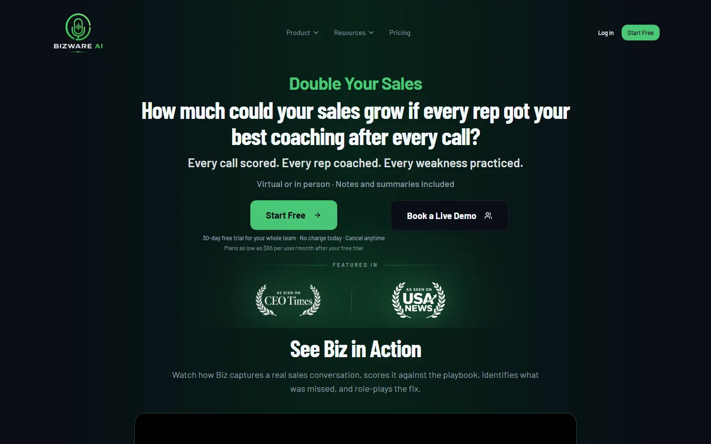 Bizware.ai website